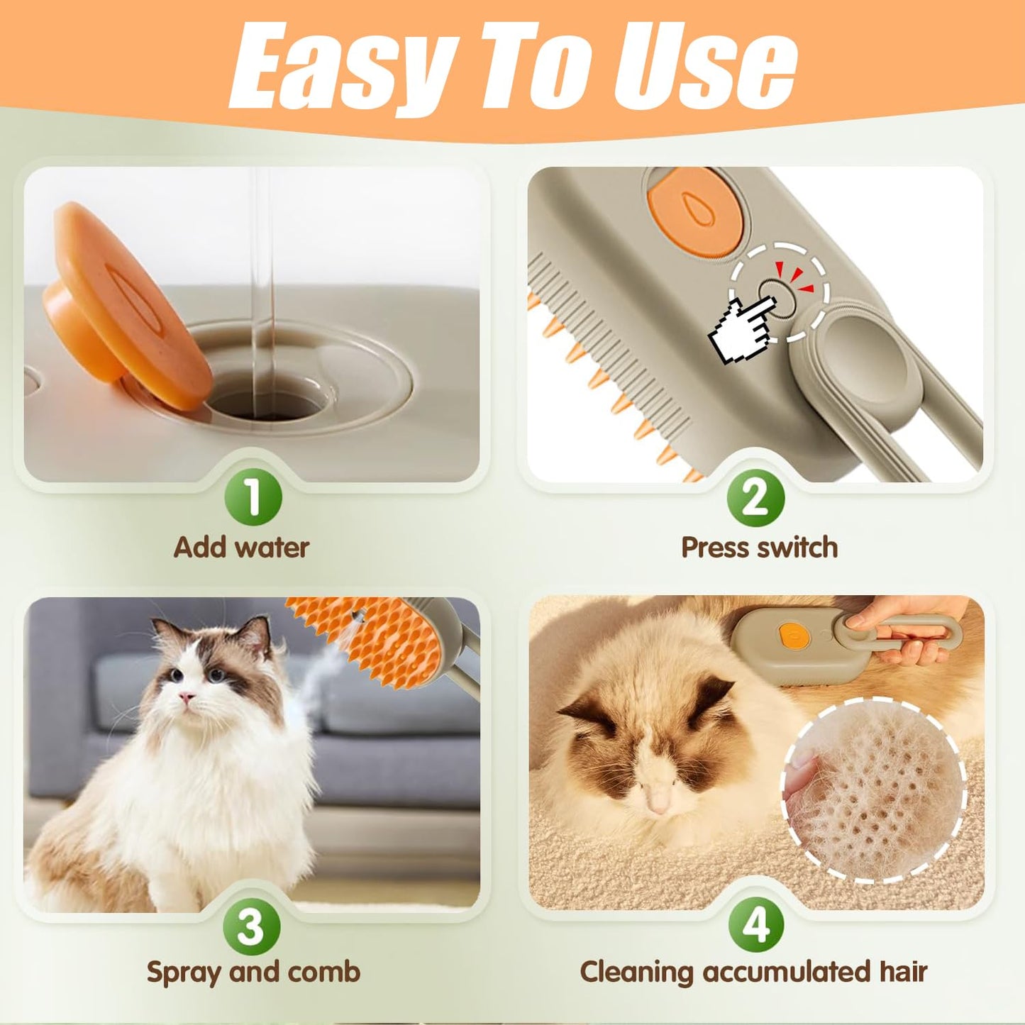 Steam Pet Grooming Brush: Steam Clean. Pest Free. Stress Free