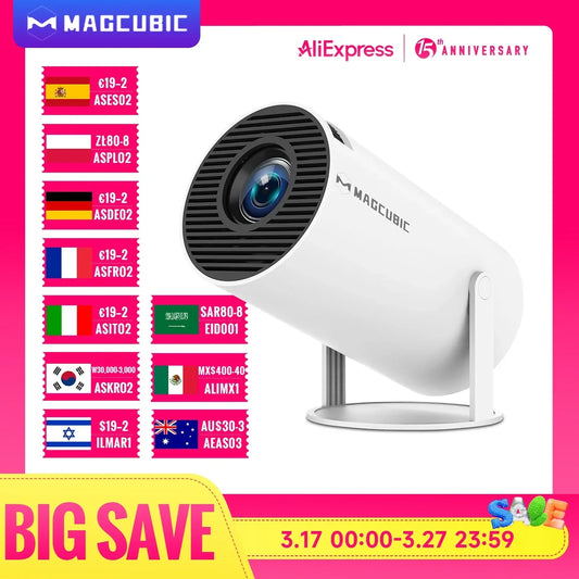 4K Android Projector – HY300 Pro with WiFi6, 260ANSI, BT5.0, and Home Theater Quality
